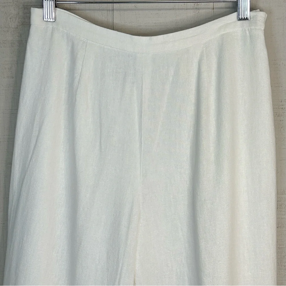 Style & Co Womens Linen Blend Trouser Pants Petite Sz 10PHigh Rise‎ Lined White
